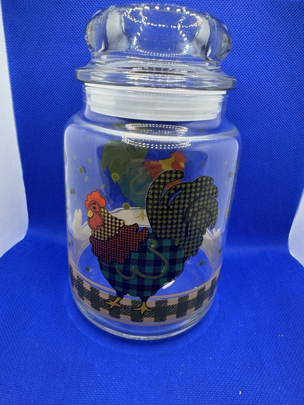 Glass Storage Jar Rooster Morn By Julie Engleman Country Core Vintage